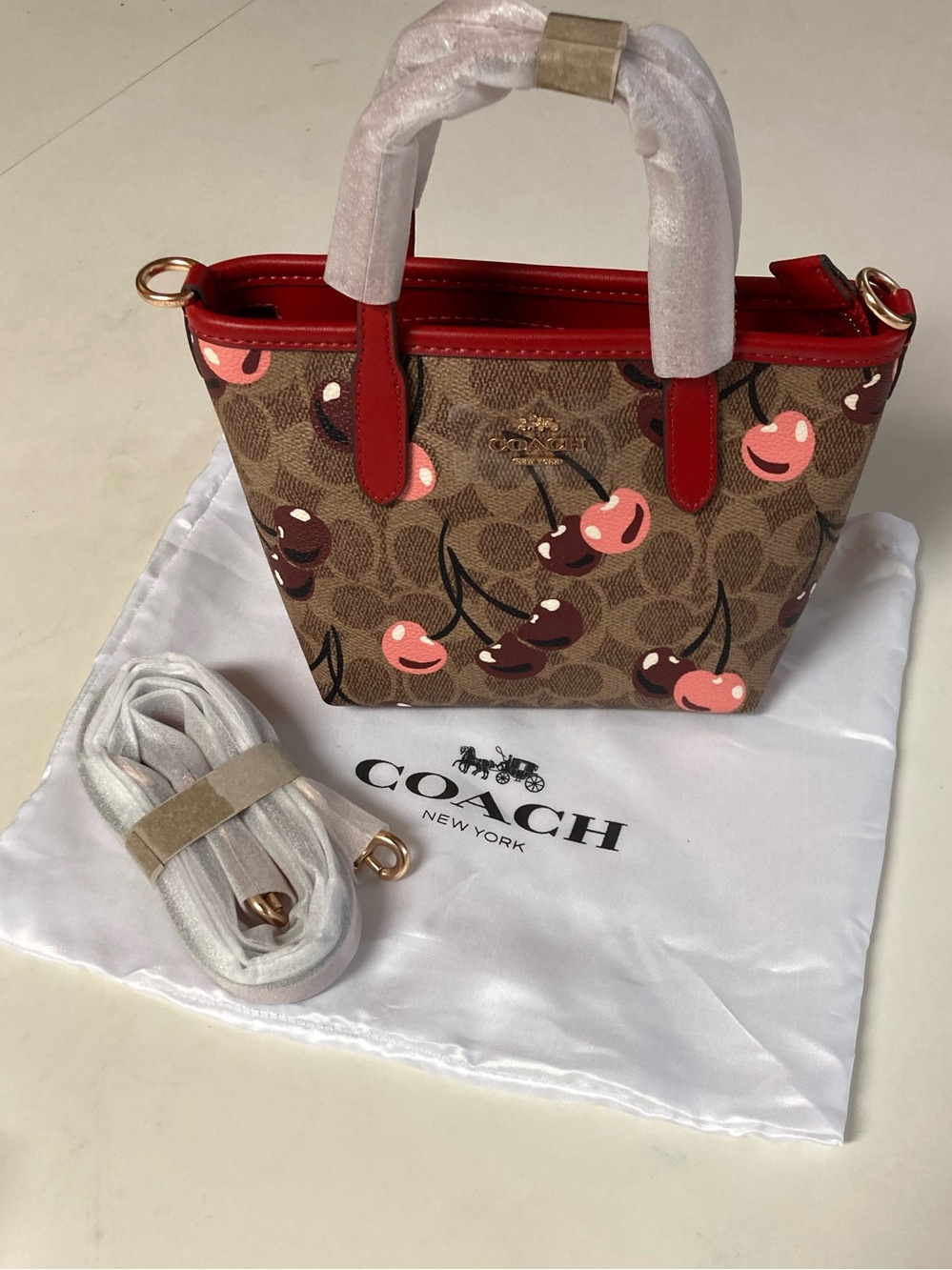 Coach Mini City Tote Cherries Print